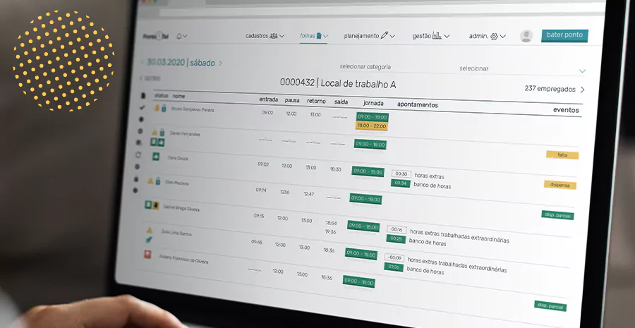 imagem de uma tela de um computador no sistema de controle de ponto da pontotel
